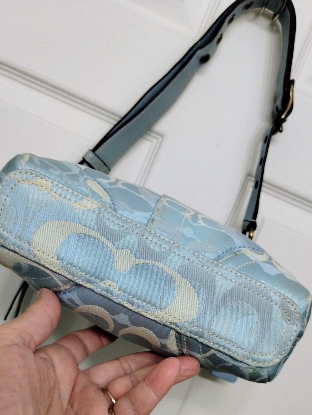 Coach Optic C Vintage Y2K Jacquard And Leather Crossbody Bag Blue - Picture 7 of 12